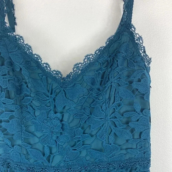 Marchesa Notte Floral Lace Dress 3d Guipure Midi in Jewel Tone Peak Size 6 - Picture 8 of 13